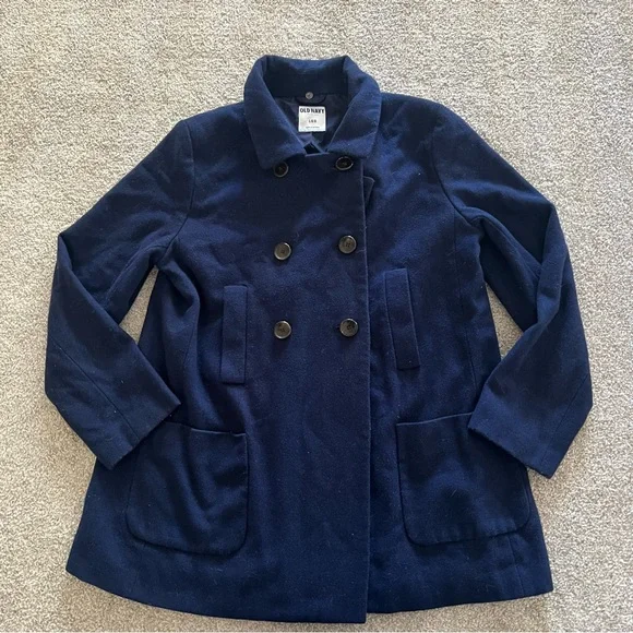 Old Navy Deep Blue Double Breasted Wool Coat - Picture 8 of 12
